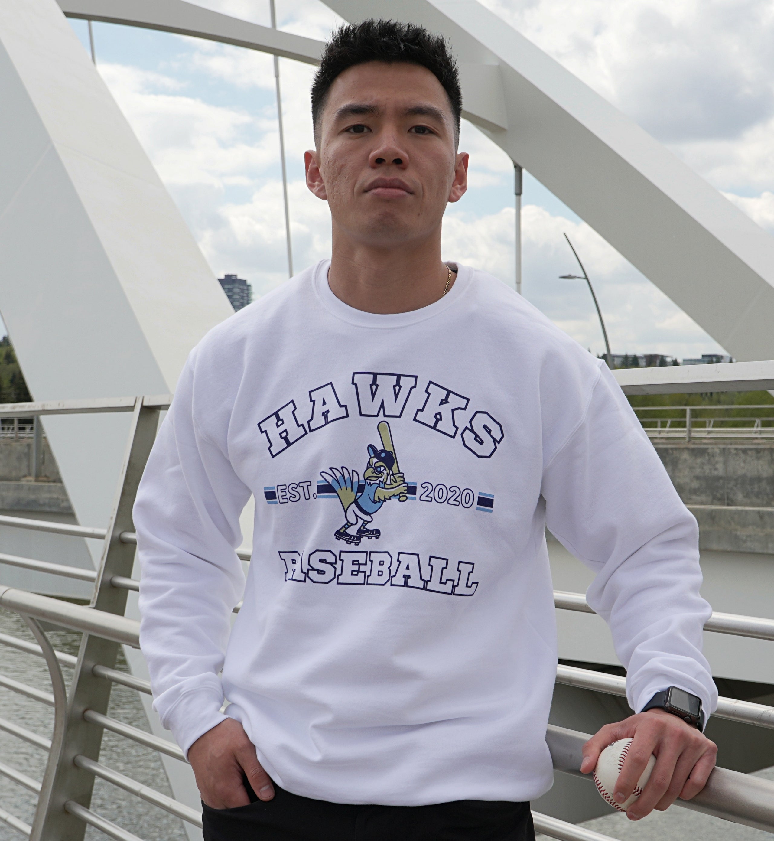 White Crewneck Sweatshirt The Hawk Shop